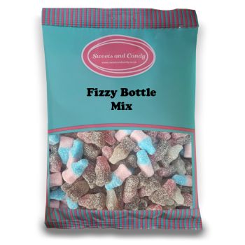 Vegan Fizzy Bottle Mix - 1 kg Bulk bag of Vegan Fizzy Bottle sweets including bubblegum, cola, and cherry cola flavour!