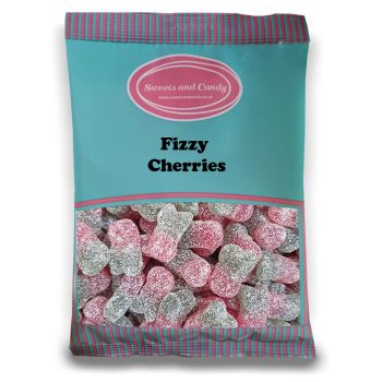 Vegan Fizzy Cherries - 1Kg Bulk bag of Vegan cherry flavour sweets, shaped like a single cherry with a fizzy coating!