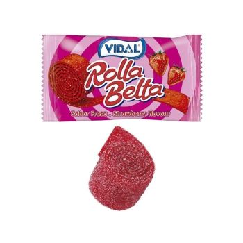 Vidal fizzy strawberry rolled up candy belts