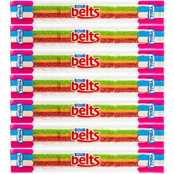 A pack of 10 individually wrapped watermelon flavour fizzy belts
