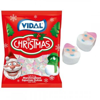 Christmas Sweets - 1Kg Bulk bag of vanilla flavour marshmallow sweets shaped like Santa Faces