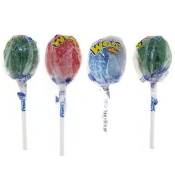 Assorted colour tongue painter lollies with a bubblegum centre