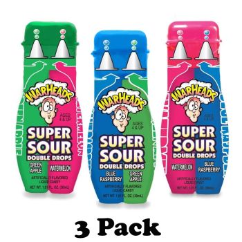 American Sweets - A pack of 3 bottles of warheads sour liquid candy