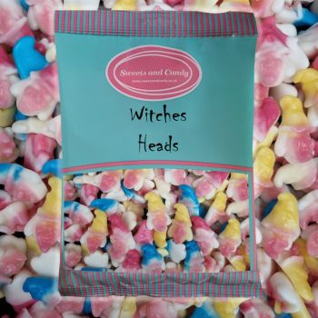 Halloween Sweets - Witches Heads  - 1Kg Bulk bag of spooky fruit flavour jelly sweets shaped like witches heads!