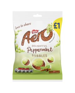 Bitesize bubbles of Aero peppermint-flavoured chocolate in smooth chocolate shells