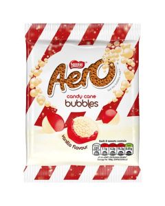 Christmas Sweets - Stocking Fillers - A 80g bag Aero Dreamy Snowbubbles. An aerated vanilla flavour centre with a half milk chocolate, half white shell.