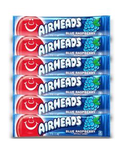 American Sweets - A pack of 6 blue raspberry flavour chewy American candy bars.