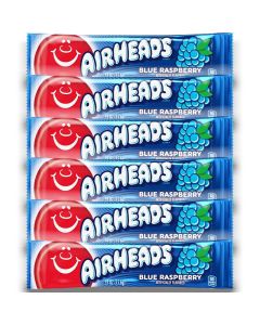 American Sweets - A pack of 6 blue raspberry flavour chewy American candy bars.