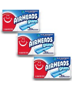 American Sweets - Airheads blue raspberry flavour chewing gum imported from America, pack of 3