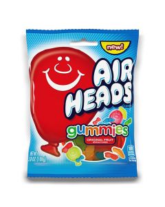 A 108g bag of fruit flavour jelly sweets made by airheads and imported from America