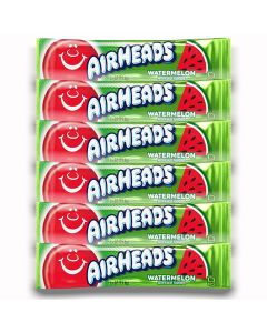 American Sweets - A pack of 6 watermelon flavour Airheads, chewy American candy bars.