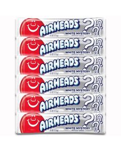 American Sweets - A pack of 6 White Mystery flavour Airheads, chewy American candy bars.