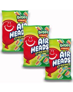 American Sweets - A pack of 3 Sour rainbow berry flavour Airheads Xtremes, bags of American candy. 