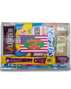 Our Sweets and Treats Gift Box filled with the best American candy and chocolate bars!