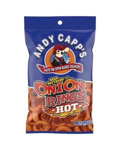 American Sweets - A large 57g bag of Andy Capp's Hot Onion Rings American Crisps.