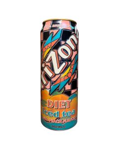 A large can of Arizona Diet Iced Tea with Peach