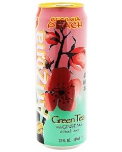 A can of Arizona Georgia Peach Green Tea 685ml