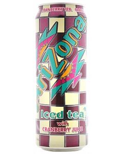 A large can of Arizona Iced Tea with Cranberry juice