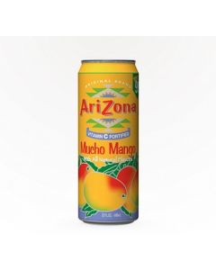 A large can of Arizona Mucho Mango, fruit juice American drink.