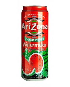 A large can of Arizona Watermelon, fruit juice American drink.
