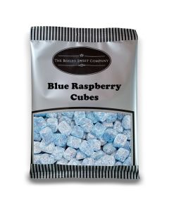 Pick and Mix Sweets - 1Kg Bulk bag of Blue Raspberry Cubes, traditional sugar coated boiled sweets