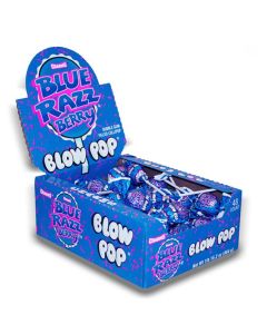 American Sweets - A full box of 48 Blue raspberry flavour lollipops from America