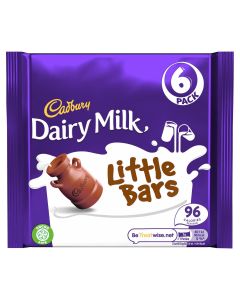 A multipack of 6 little dairy milk bars of chocolate