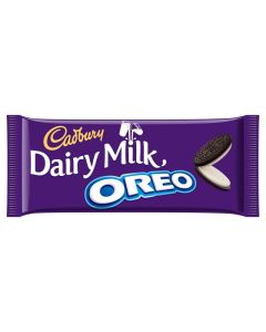 A share size bar of Cadbury dairy milk packed with a vanilla flavour filling and Oreo pieces