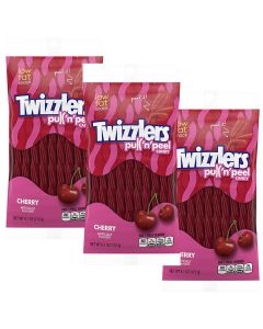 American Sweets - A pack of 3 bags of Cherry flavour liquorice twizzlers