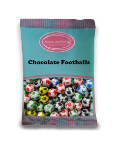 Pick and Mix Sweets - Retro chocolate footballs, in multicoloured foil wrappers in a bulk 1kg bag