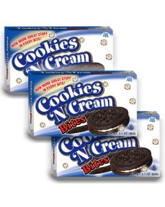 American Sweets - A pack of 3 Cookie and cream flavour cookie dough bites in a handy theatre box
