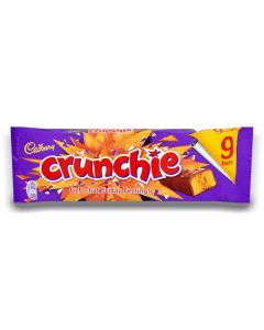 A multipack of 9 Cadbury Crunchie bars, honeycomb wrapped in milk chocolate.