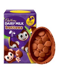 A hollow Cadbury Dairy Milk chocolate Easter egg filled with Cadbury Dairy milk buttons! A great Easter chocolate treat.