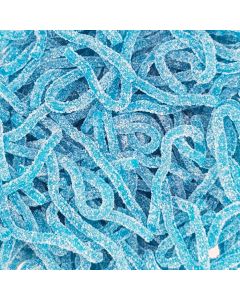 Fizzy blue raspberry flavour laces, a sour sweets favourite!