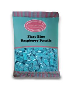 Fizzy Blue Raspberry Pencils - 1Kg Bulk bag of retro fizzy blue raspberry sweets with a fondant centre