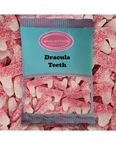 Halloween Sweets - Fizzy Dracula Teeth  - 1Kg Bulk bag of spooky fruit flavour fizzy gummy sweets shaped like vampire fangs!