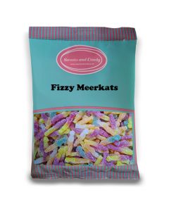 Vegan Fizzy Meerkats - 1Kg Bulk bag of vegan fruit flavour gummy sweets with a fizzy sugar coating in the shape of cute Meerkats!