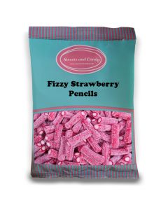 Fizzy Strawberry Pencils - 1Kg Bulk bag of retro fizzy strawberry pencils with a fondant filling.