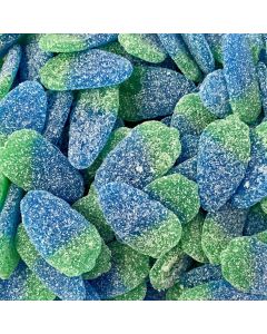 Retro Sweets - Raspberry flavour gummy sweets shaped like raspberries and blue in colour with a fizzy sugar coating!