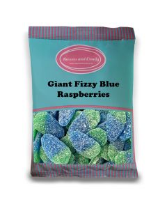 Giant Fizzy Blue Raspberries - 1Kg Bulk bag of Raspberry flavour gummy sweets in the shape of Giant Raspberries, covered with a sour sugar coating!