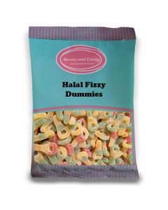 Halal Pick and Mix Sweets - 1kg Bulk bag of Fizzy Dummies, sugar coated jelly sweets in the shape of dummies.