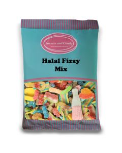 Halal Sweets - 1Kg Bulk bag of Halal Fizzy Mix, assorted sugar coated fruit flavour jelly sweets