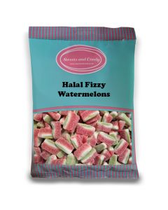 Halal Pick and Mix Sweets - 1kg Bulk bag of Fizzy watermelon, sugar coated jelly sweets with a watermelon flavour