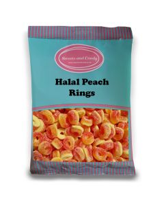 Halal Pick and Mix Sweets - 1kg Bulk bag of Halal Peach Rings, peach flavour jelly sweets with a sugar coating