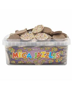 Pick and Mix Sweets - A full tub of Chocolate flavour candy disc sweets with sprinkles on top