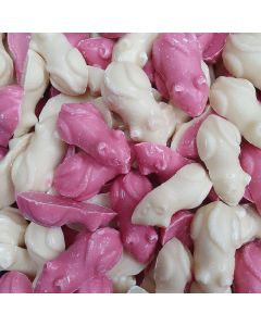 Pink and White Mice - Retro pink and white chocolate candy mice