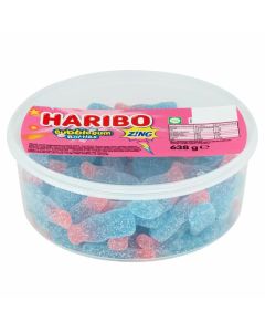 A full tub of haribo fizzy bubblegum bottles