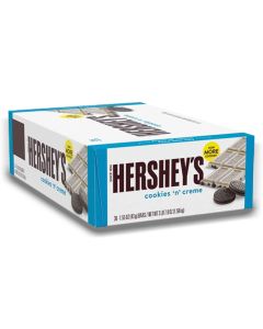 American Sweets - A full case of Hersheys American candy bar made from creamy white chocolate with cookie pieces inside.