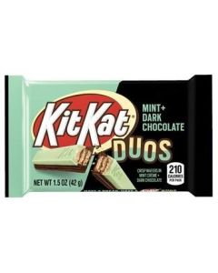 A mint and dark chocolate kit kat bar