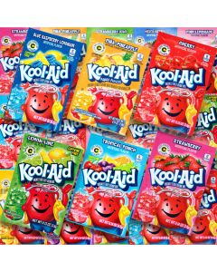 A variety pack of Kool Aid, 10 different flavours of American Drinks Sachets